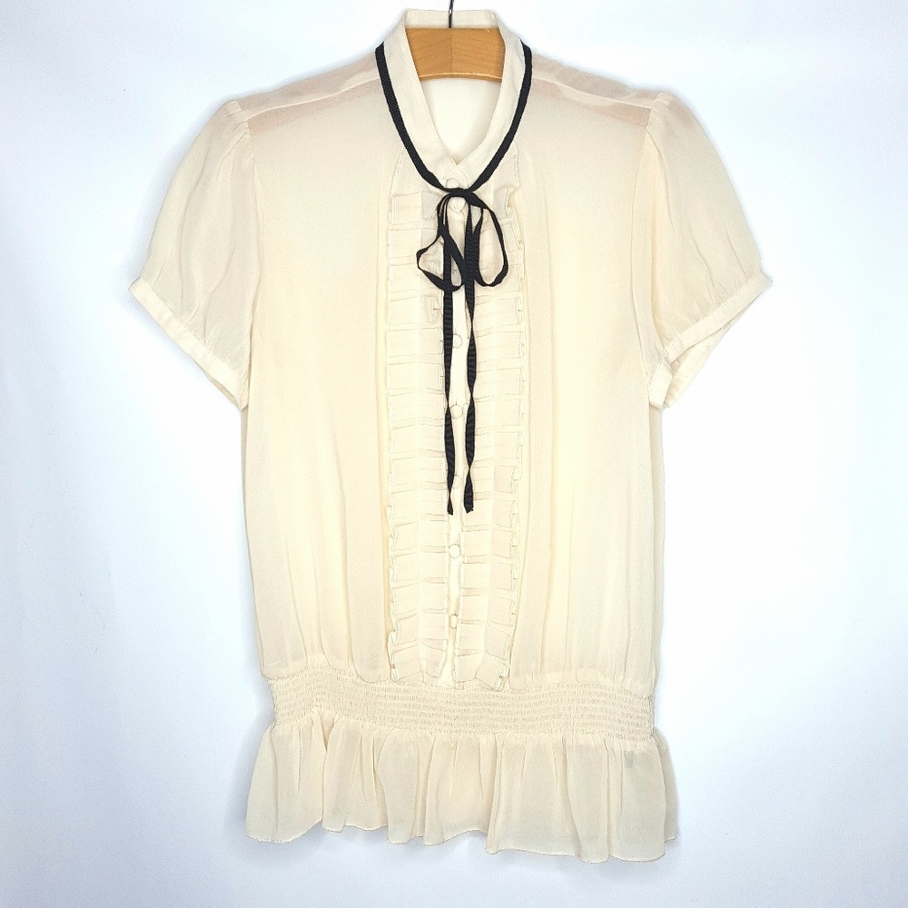 Cream Sheer Blouse Sz Small XXI  Forever 21